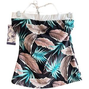 NWT Hapari tropical leaves print halter bathing suit top Sz 8-10